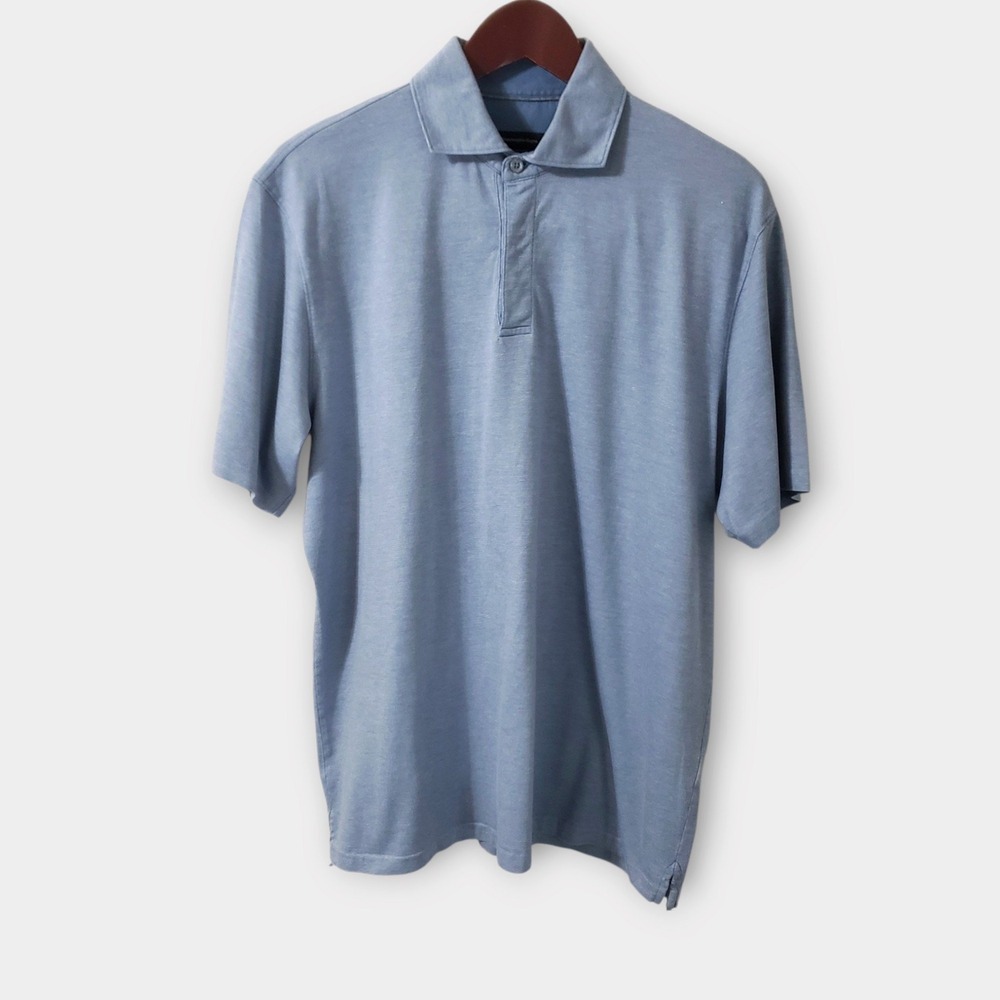 Ermenegildo Zegna Mens Blue Short Sleeve Polo Shirt Size L